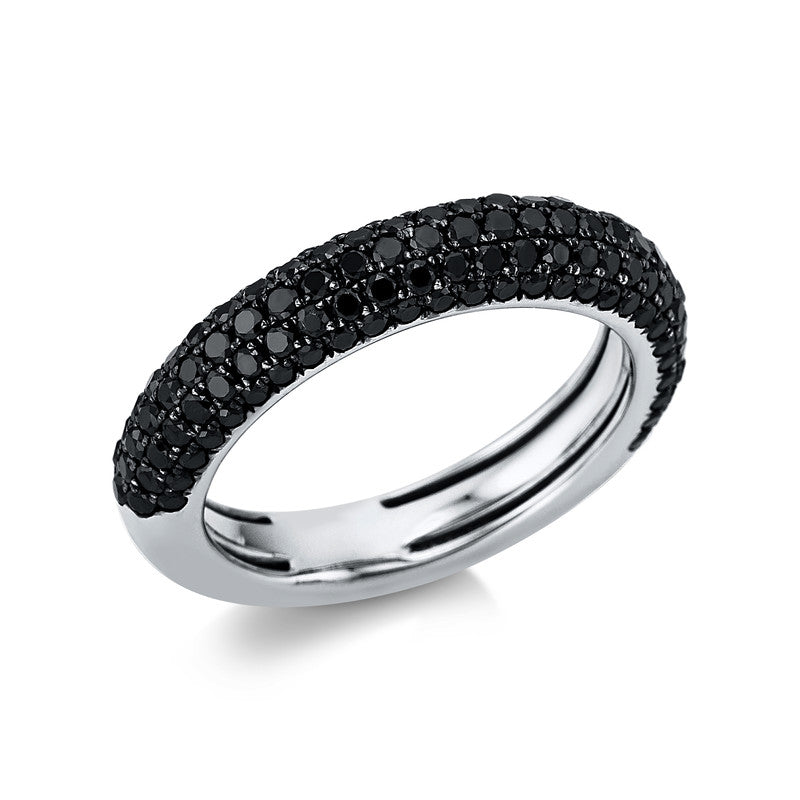 Ring 18 kt WG, teils schwarz rhodiniert, 139 Brill. 1,29 ct, schwarz