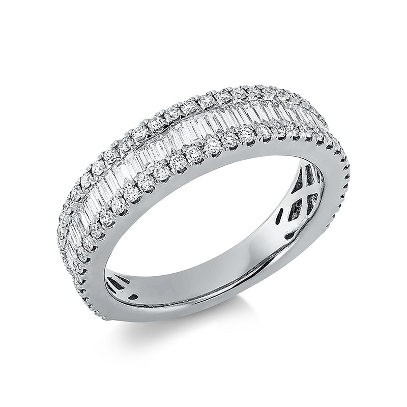 Ring 18 kt WG, 48 Bag. 0,56 ct, TW-si, 76 Brill. 0,46 ct, TW-si