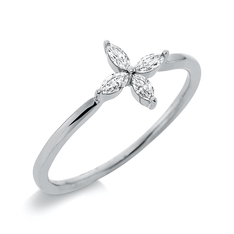 Ring 18 kt WG, 4 Nav. 0,15 ct, TW-si