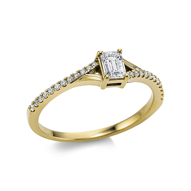 Ring 18 kt GG, 1 Sm.schliff 0,32 ct, TW-si, 24 Brill. 0,13 ct, TW-si