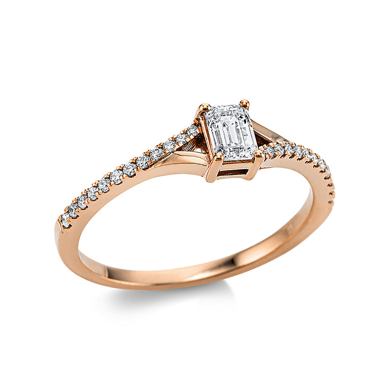 Ring 18 kt RG, 1 Sm.schliff 0,32 ct, TW-si, 24 Brill. 0,12 ct, TW-si
