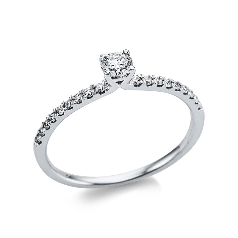 Ring 18 kt WG, 1 Brill. 0,21 ct, TW-si, 18 Brill. 0,15 ct, TW-si