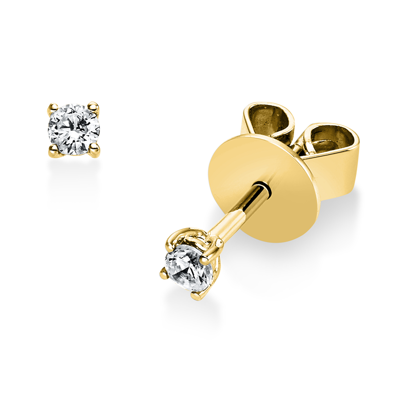 Ohrstecker 14 kt GG, 2 Brill. 0,10 ct, TW-si