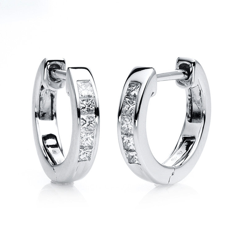 Creolen 18 kt WG, 10 Princ. 0,21 ct, TW-si