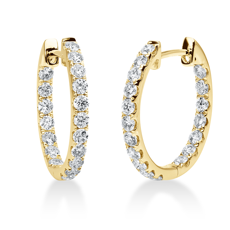 Creolen 18 kt GG, 36 Brill. 1,38 ct, TW-si
