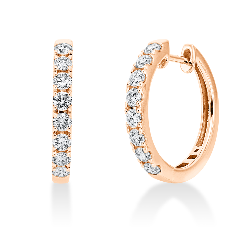 Creolen 18 kt RG, 16 Brill. 0,83 ct, TW-si