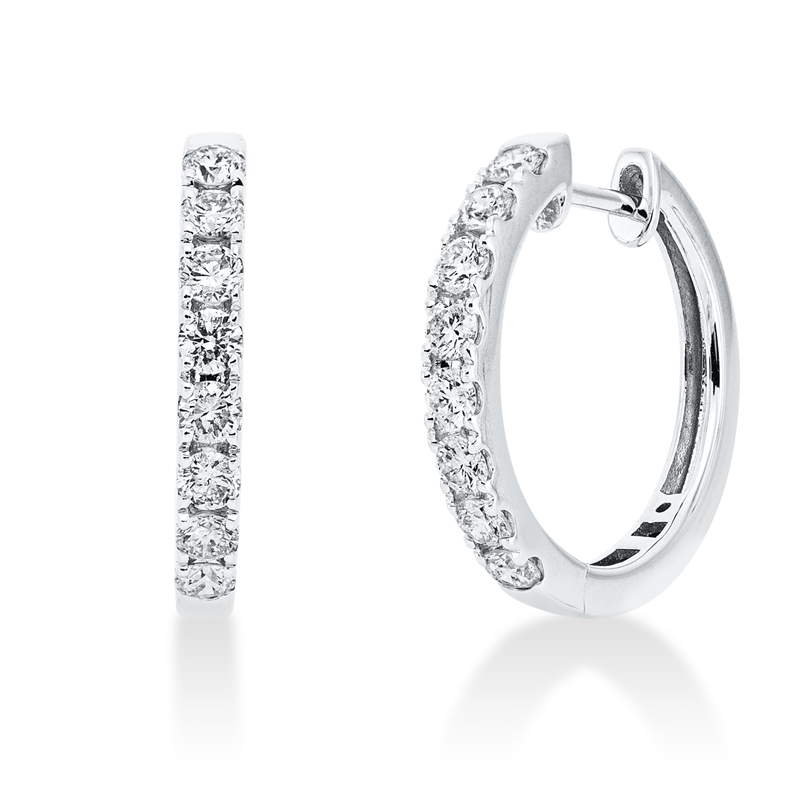 Creolen 18 kt WG, 16 Brill. 0,76 ct, TW-si
