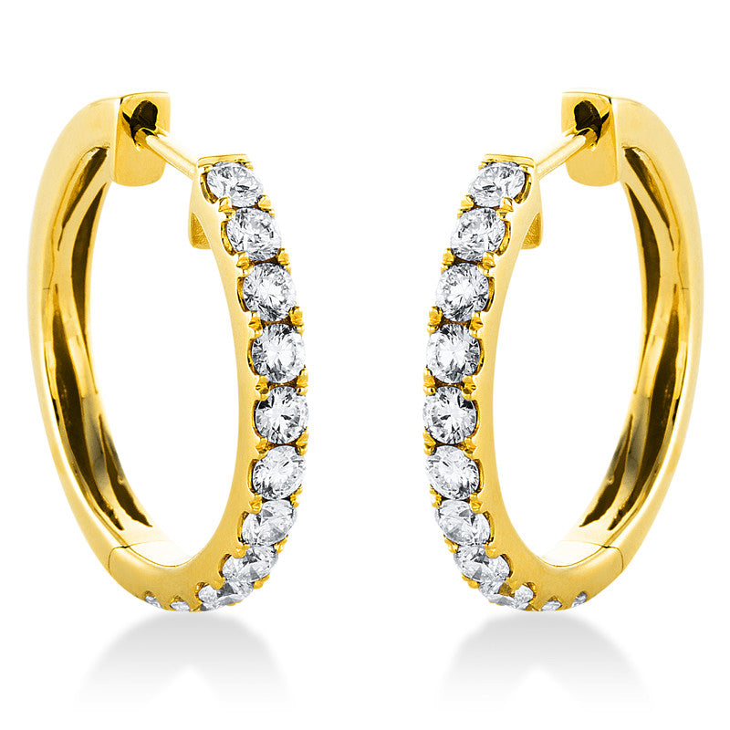 Creolen 18 kt GG, 22 Brill. 0,89 ct, TW-si
