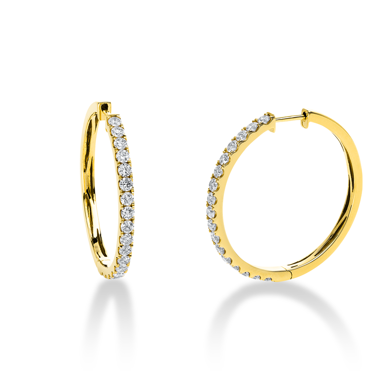 Creolen 18 kt GG, 34 Brill. 1,16 ct, TW-si
