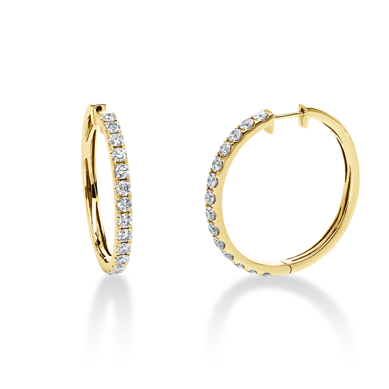 Creolen 18 kt GG, 28 Brill. 2,33 ct, TW-si