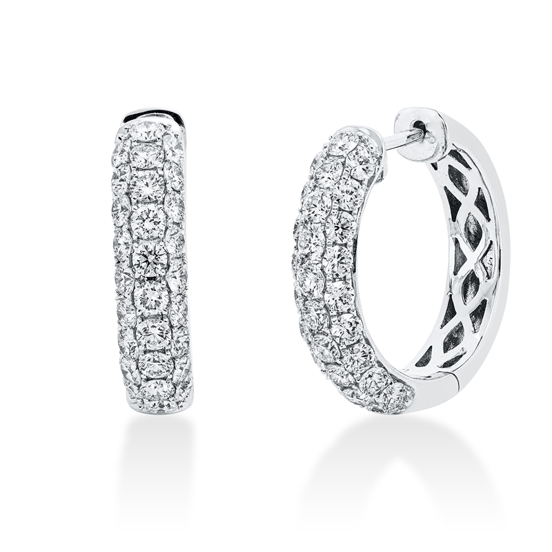 Creolen 18 kt WG, 20 Brill. 0,82 ct, TW-si, 36 Brill. 1,26 ct, TW-si