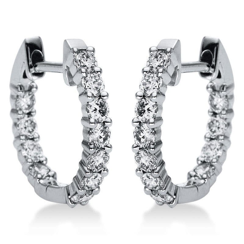 Creolen 18 kt WG, 22 Brill. 0,89 ct, TW-vsi/si