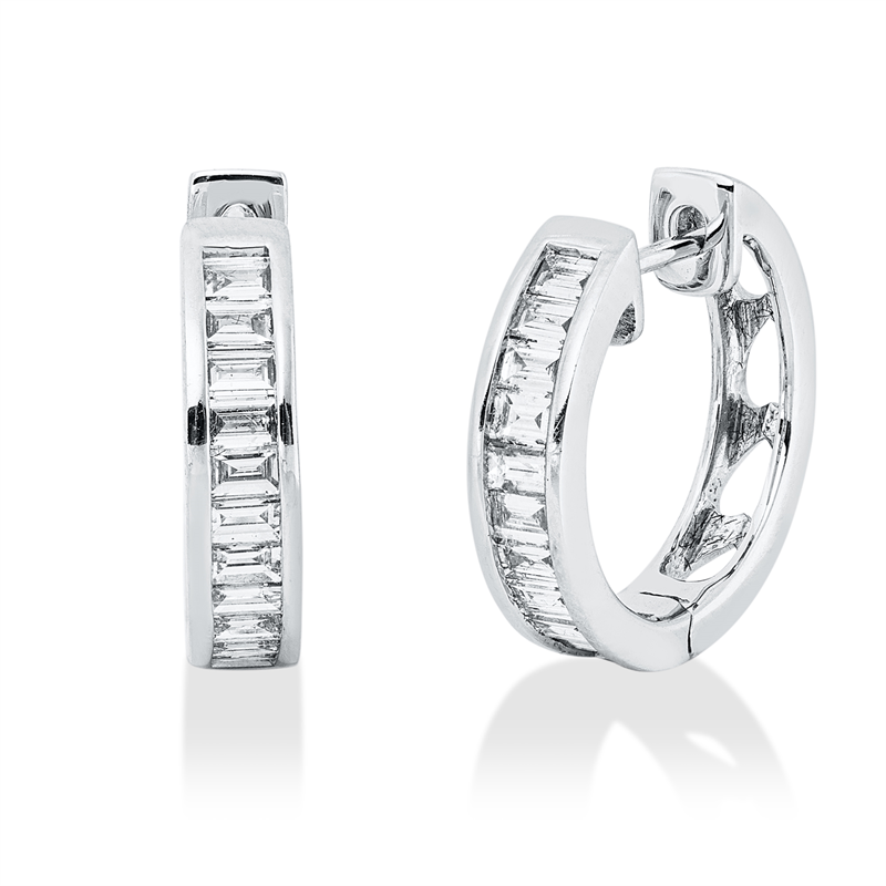 Creolen 18 kt WG, 22 Bag. 0,81 ct, TW-si