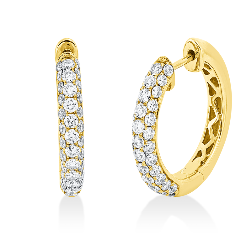 Creolen 18 kt GG, 72 Brill. 1,27 ct, TW-si