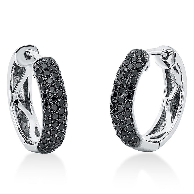 Creolen 18 kt WG, teils schwarz rhodiniert, 100 Brill. 0,68 ct, schwarz