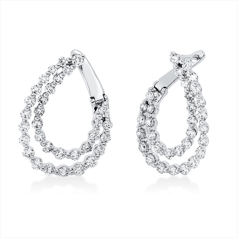 Creolen 18 kt WG, 6 Brill. 0,24 ct, TW-si, 58 Brill. 1,63 ct, TW-si