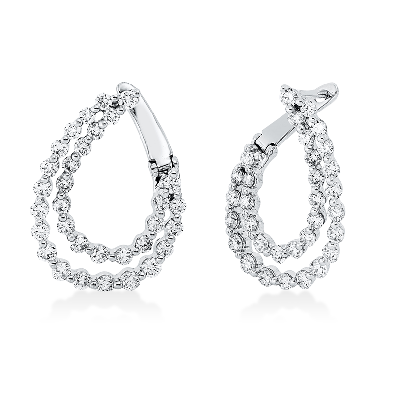 Creolen 18 kt WG, 6 Brill. 0,24 ct, TW-si, 58 Brill. 1,63 ct, TW-si