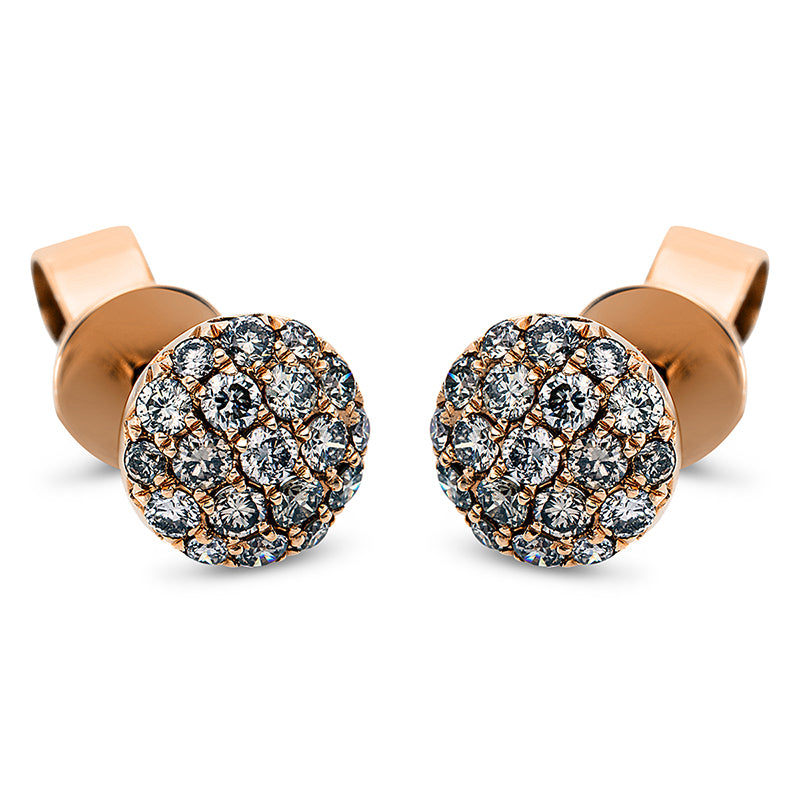 Ohrstecker 18 kt RG, 38 Brill. 0,55 ct, braun