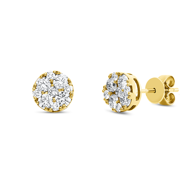 Ohrstecker 18 kt GG, 18 Brill. 0,93 ct, TW-si