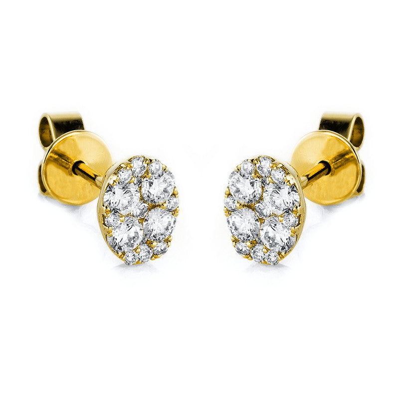 Ohrstecker 18 kt GG, 8 Brill. 0,58 ct, TW-si, 22 Brill. 0,19 ct, TW-si