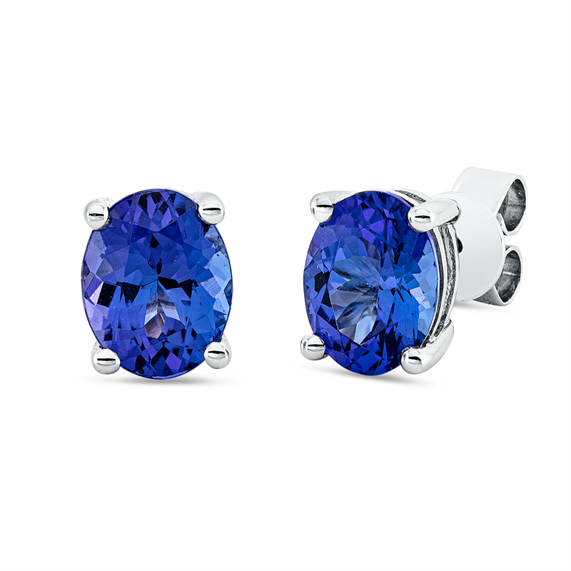 Ohrstecker 18 kt WG, 2 Tansanit 3,84 ct blau