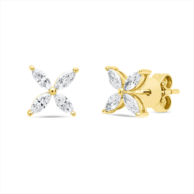 Ohrstecker 18 kt GG, 8 Nav. 0,55 ct, TW-si