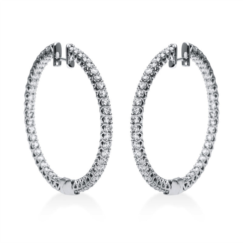 Creolen 18 kt WG, 92 Brill. 3,51 ct, TW-vsi/si