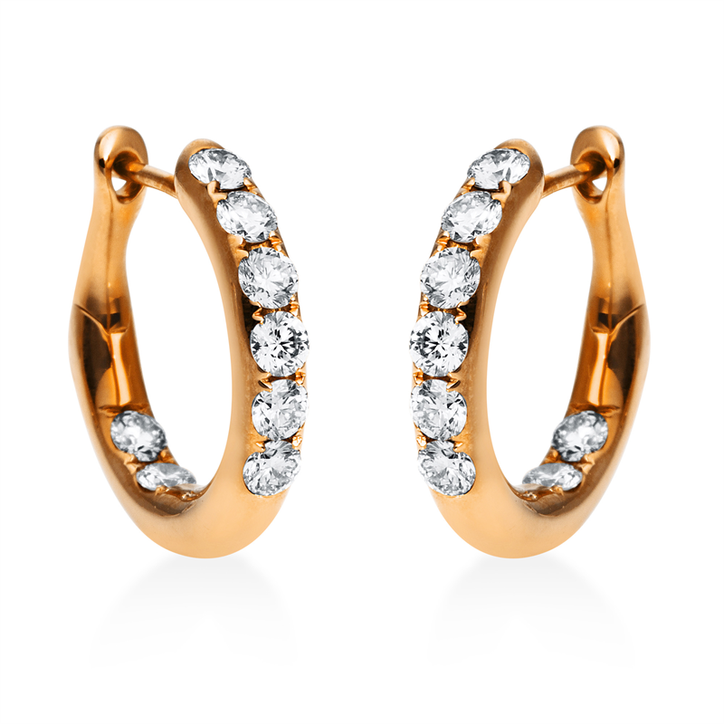 Creolen 18 kt RG, 16 Brill. 0,75 ct, TW-vsi