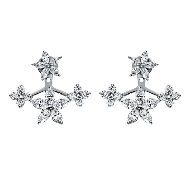 Ohrstecker 18 kt WG, 20 Nav. 1,84 ct, TW-vsi, 16 Brill. 0,53 ct, TW-vsi