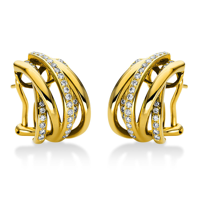 Creolen 18 kt GG, 74 Brill. 0,55 ct, TW-vsi