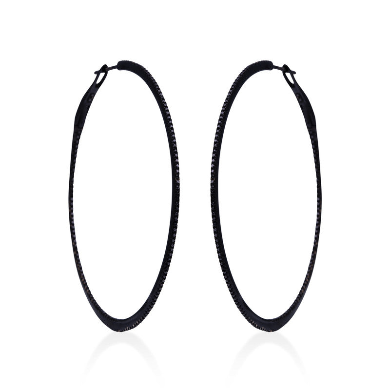 Creolen 18 kt WG, schwarz rhodiniert, 269 Brill. 0,46 ct, schwarz