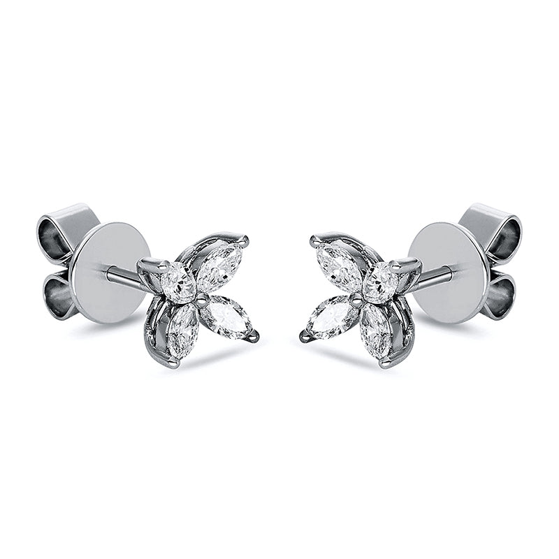 Ohrstecker 18 kt WG, 8 Nav. 0,49 ct, TW-vsi