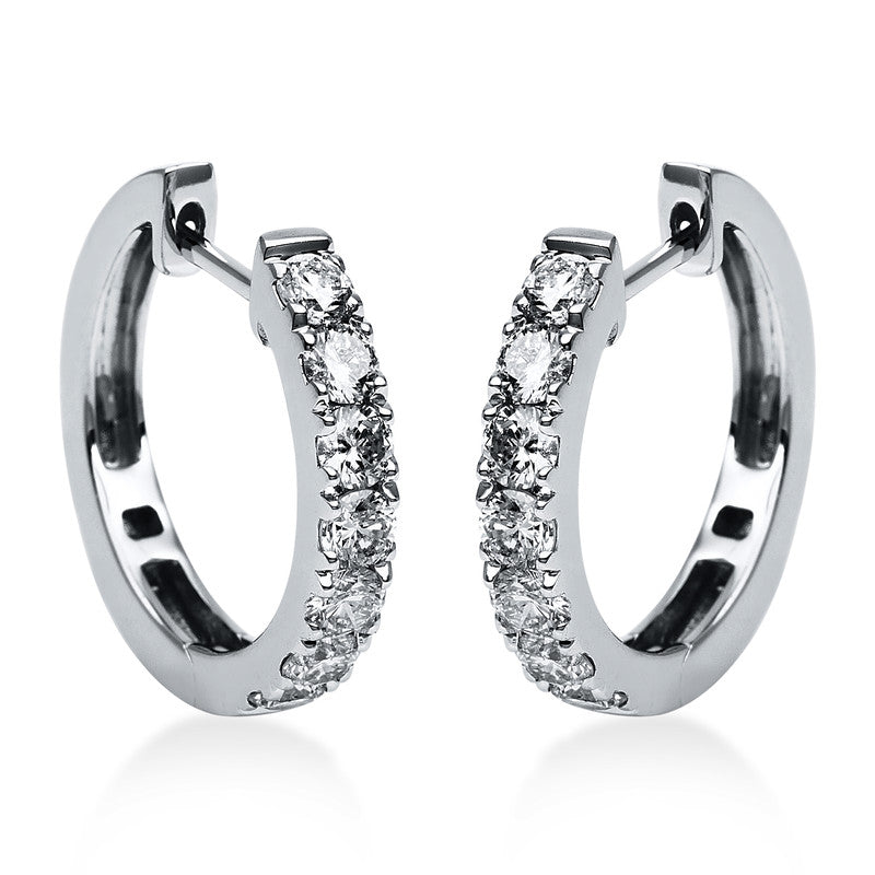 Creolen 18 kt WG, 14 Brill. 0,85 ct, TW-si