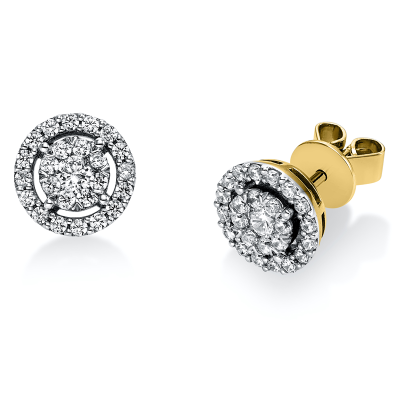 Ohrstecker 14 kt GG+WG, 58 Brill. 0,59 ct, TW-si