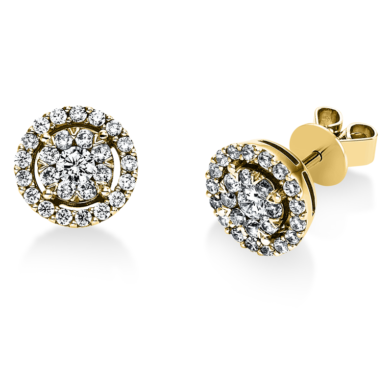 Ohrstecker 14 kt GG, 2 Brill. 0,20 ct, TW-si, 50 Brill. 0,62 ct, TW-si