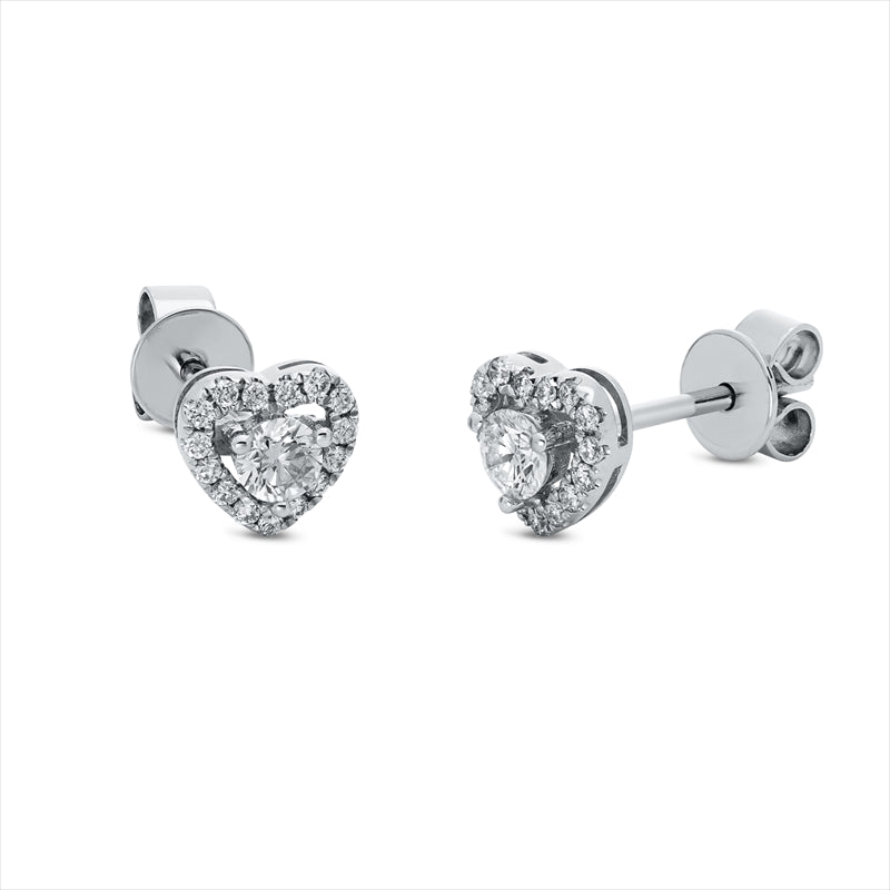 Ohrstecker 14 kt WG, 2 Brill. 0,21 ct, TW-si, 30 Brill. 0,13 ct, TW-si