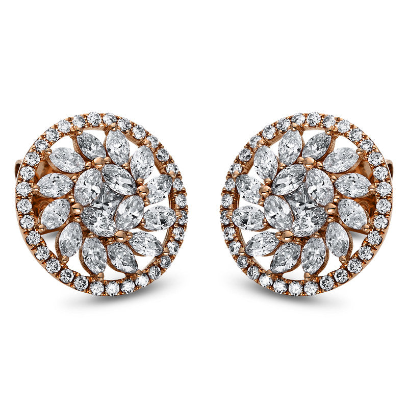 Ohrstecker 18 kt RG, 32 Nav. 1,11 ct, TW-si, 2 Princ. 0,13 ct, TW-si, 64 Brill. 0,34 ct, TW-si