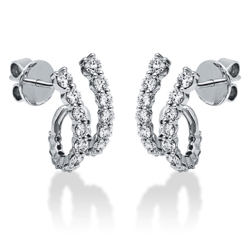 Ohrstecker 18 kt WG, 8 Brill. 0,40 ct, TW-si, 36 Brill. 0,90 ct, TW-si