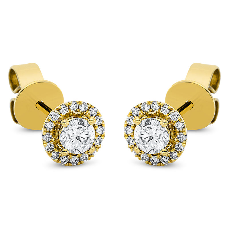 Ohrstecker 18 kt GG, 2 Brill. 0,30 ct, TW-si, 32 Brill. 0,09 ct, TW-si