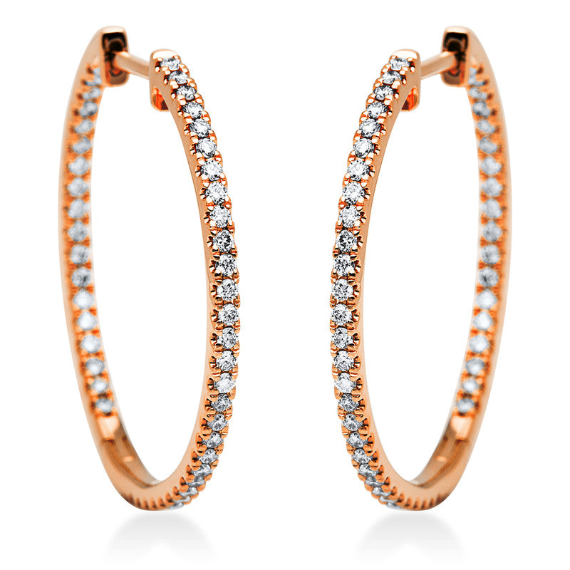 Creolen 18 kt RG, 94 Brill. 0,65 ct, TW-si