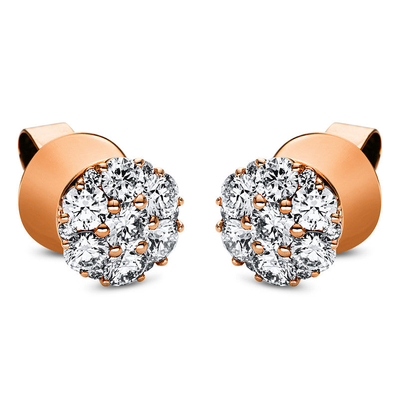 Ohrstecker 18 kt RG, 12 Brill. 1,11 ct, TW-vsi/si, 2 Brill. 0,24 ct, TW-vsi/si, 12 Brill. 0,09 ct, TW-vsi/si