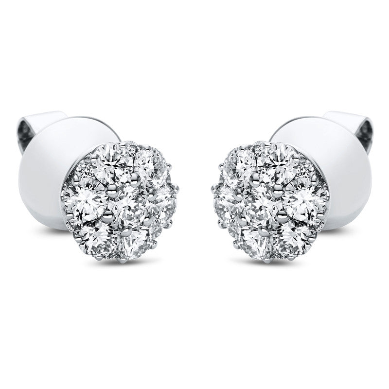 Ohrstecker 18 kt WG, 12 Brill. 1,23 ct, TW/W-vsi/si, 2 Brill. 0,25 ct, TW/W-vsi/si, 12 Brill. 0,10 ct, TW/W-vsi/si