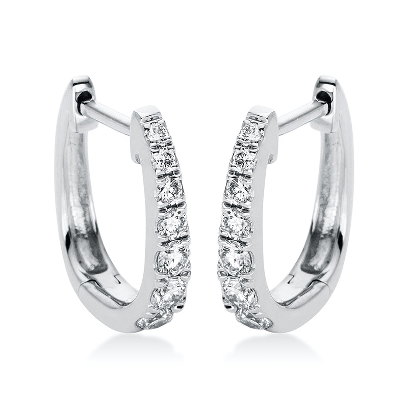 Creolen 18 kt WG, 4 Brill. 0,19 ct, TW-si, 10 Brill. 0,21 ct, TW-si
