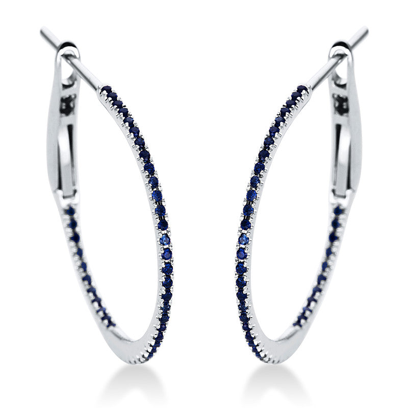 Creolen 18 kt WG, 86 Saphire 1,81 ct blau