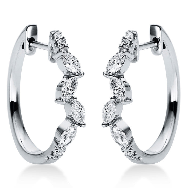 Creolen 18 kt WG, 12 Brill. 0,11 ct, TW-si, 8 Nav. 0,57 ct, TW-si