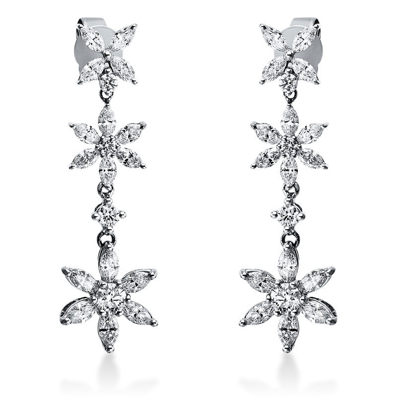 Ohrschmuck 18 kt WG, 6 Brill. 0,24 ct, TW-si, 32 Nav. 1,91 ct, TW-si, 2 Brill. 0,29 ct, TW-si