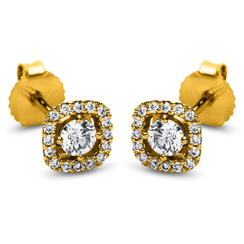 Ohrstecker 18 kt GG, 32 Brill. 0,17 ct, TW-si, 2 Brill. 0,20 ct, TW-si