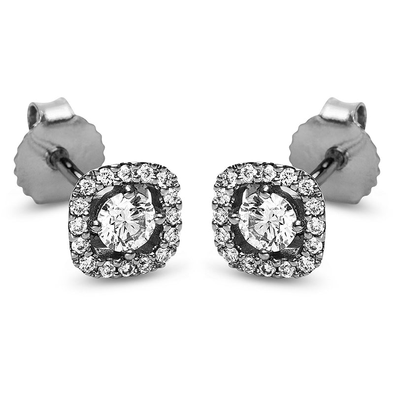 Ohrstecker 18 kt WG, 2 Brill. 0,20 ct, TW-si, 32 Brill. 0,17 ct, TW-si