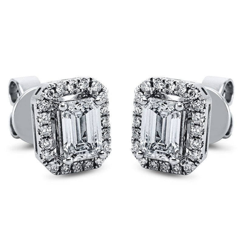 Ohrstecker 18 kt WG, 2 Sm.schliff 1,00 ct, TW-vsi, 40 Brill. 0,21 ct, TW-vsi