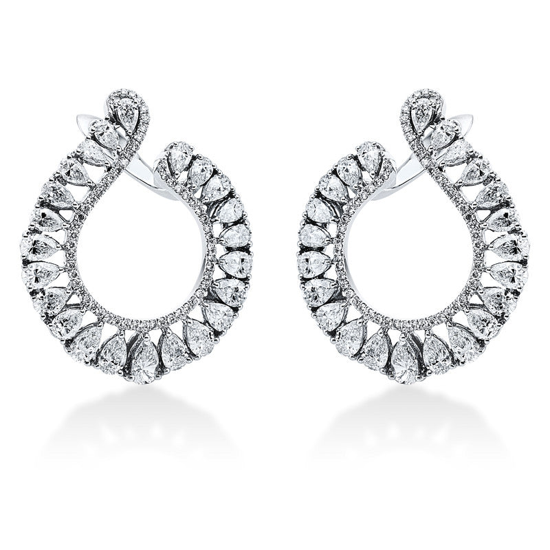 Creolen 18 kt WG, 46 Tropfen 4,93 ct, TW-vsi, 107 Brill. 0,45 ct, TW-vsi